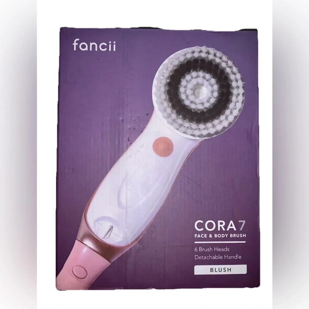 Fancii Cora 7 Face & Body Brush w 6 Detachable Heads & Travel Pouch